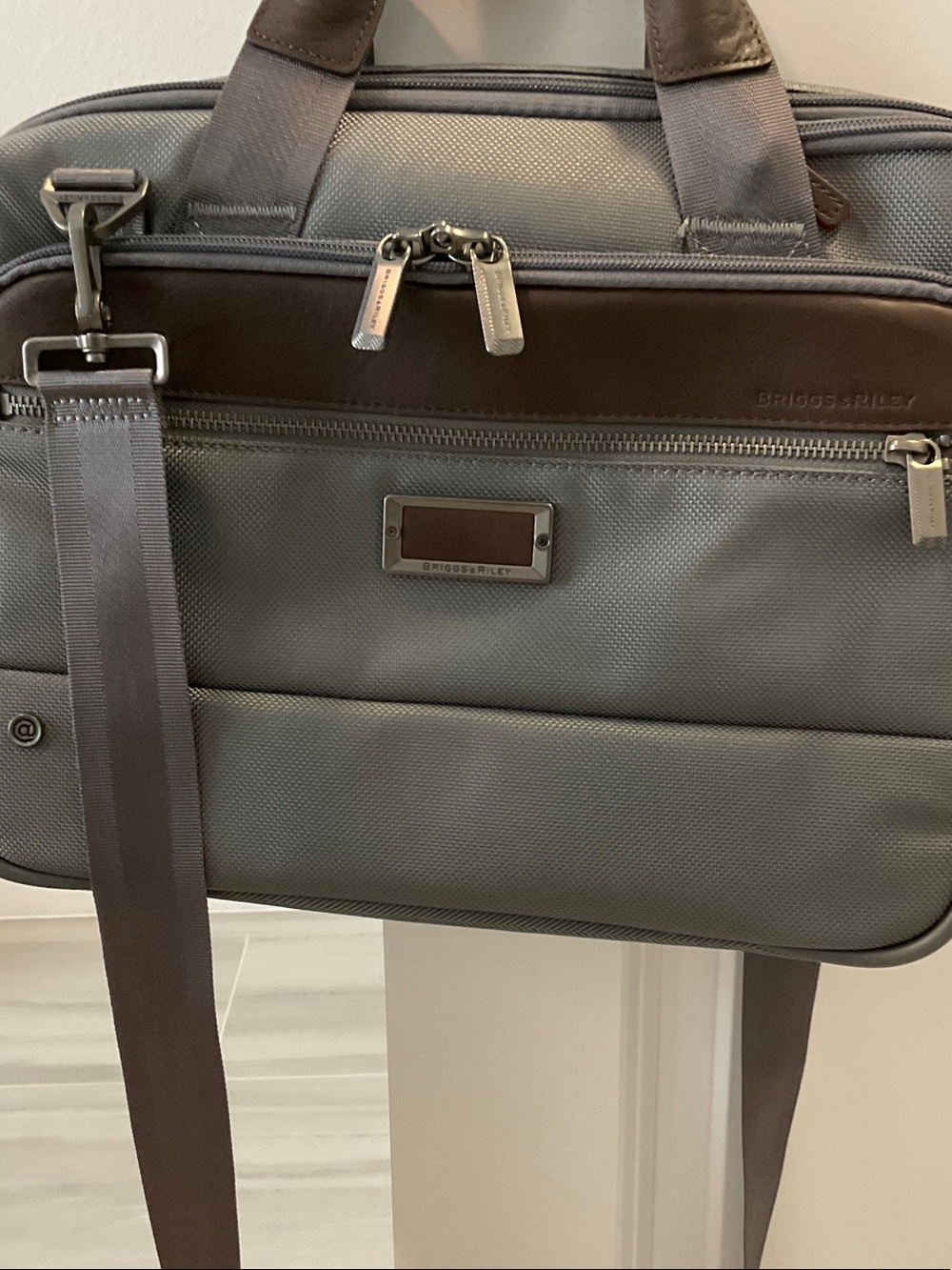 Briggs & Riley Gray and Brown Men's Laptop Briefcase